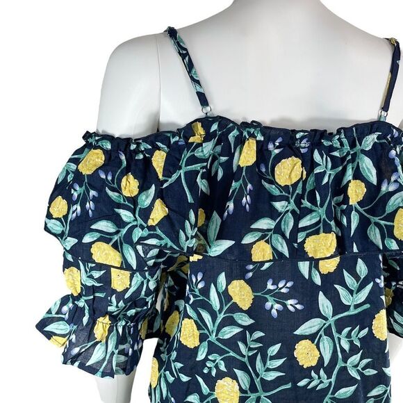 Love Riche Cold Shoulder Ruffle Floral Blouse Coquette Print - Picture 7 of 8